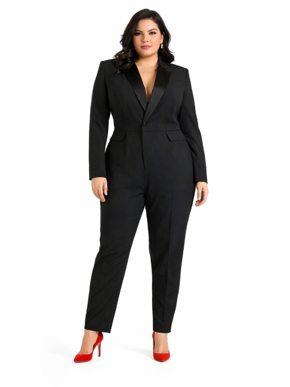 Elegant Black Tuxedo Jumpsuit